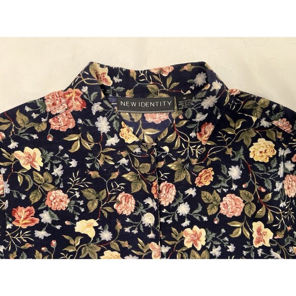 NEW IDENTITY Over shirt Blazer Floral Women’s Size Medium 100% Cotton - Picture 2 of 9